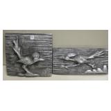 2 Plaster Roadrunner Wall Plaques