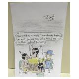 Ricardo Cate Printed Cartoon w/ Original Signature