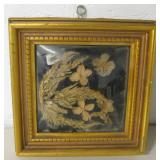 Vintage Framed Dried Flowers Arrangement 7" x 7"