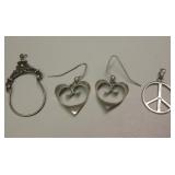 Sterling Silver Lot - Earrings & 2 Pendants