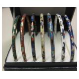Lot Of 7 Cloisonne Bangle Bracelets - w/ Shown Box