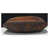 Hand Carved & Decorated Wood Bowl - 9.5" x 5" x 3"