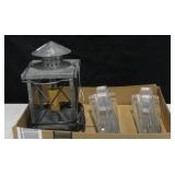 2- 8" Lenox Candle Holders & Tin Lamp