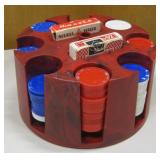 8 Slot Poker Chip Caddy With Chips & cards