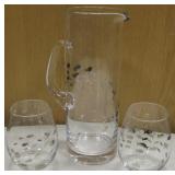 Mid-Century Modern Style Fish Pitcher & 2 Glasses