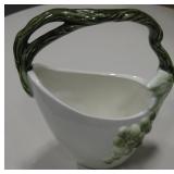 Vtg Green Grapes & Vine White Planter Bowl