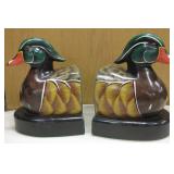 Wood Or Carolina Duck Carved Wood Bookends
