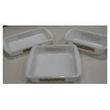 3 Vtg Glasbake Fruit Motif Glass Baking Pans