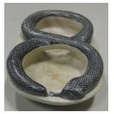 Vtg Hand Carved Stone Snake Bowl - Signed