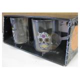 NIB Halloween Glass Mugs - Dio De Los Muertos