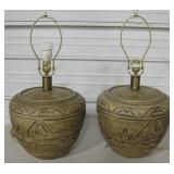 Pair Of 12" Diameter Ceramic Lamps - No Shades