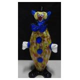 15" Tall Hand Blown Murano Style Art Glass Clown