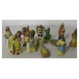 Vtg 12 Piece Native American Nativity Figurines
