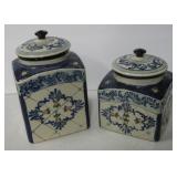 2 Hand-Painted Expressions Kitchen Canisters
