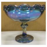 Carnival Glass Footed Fruit Bowl - 7.5" Tall