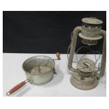 Vintage Sifter & Crescent Oil Lamp