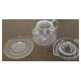 Clear Glass - Bodum Tea Pot w/ Lid, Juicer & Plate