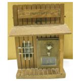 Old West Wood Coin Bank w/ Vintage Mailbox Door