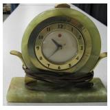 Vintage Telechron Clock In Green Stone Housing