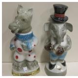 Vtg Jim Beam Republican & Democrat Liquor Bottles