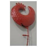 Red Painted Metal Chicken Yard Art - 13" Tall