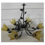 Murano Glass Flower & Metal Hanging Light Fixture