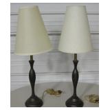 Pair Of 30" Bronzed Finish Wood Table Lamps