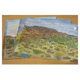4 Original Unframed Acrylics On Artist