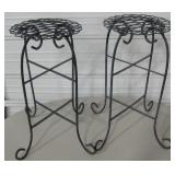 2 Wrought Iron Plant Tables - 20" Tall w/ 12" Tops