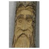 Hand Carved Face On 32.5" Decorative Broom Handle