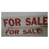 2 Metal For Sale Signs - 24" x 6" & 18" x 4"