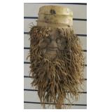 17" Carved Face Tropical Wood Sculpture