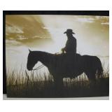 Cowboy & Horse Photo Print On Stretched Canvas