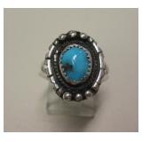 Sterling Silver & Blue Gem Turquoise SW Ring