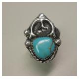 Sterling Silver & Blue Gem Turquoise SW Ring