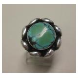 Sterl. Silver & New Lander Spiderweb Turq. SW Ring