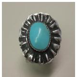 Sterl Silver Sleeping Beauty Turq SW Repousse Ring