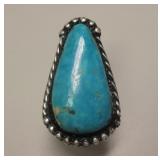 Sterling Silver & Blue Gem Turquoise SW Ring