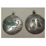 Lot Of 2 Vtg NA Sterling Silver Pendants
