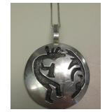 Vtg Zuni NA Sterling Silver Pendant Necklace