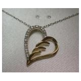 18K Gold Over Sterling Necklace w/ Diamonds