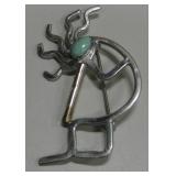 Sterling Silver & Turquoise Kokopelli SW Brooch