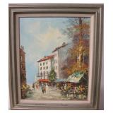 Original European City-Scene Oil Painting