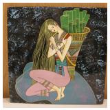 8" x 8" Asian Geometric Girl Wall Art