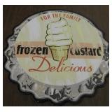 15.5" Diameter "Frozen Custard" Metal Sign