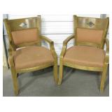 Lot Of 2 Wood Chairs With Cushioned Seat & Back