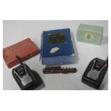 2 Columbia Walkie Talkies, Vtg Card Game & Cards