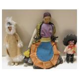 3 Vintage Ethnic Dolls - Tallest Is 9"