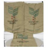 Lot Of 3 Burlap Picturesque Coffee Bags - Brasil
