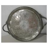 13" Dia. Silver Plated Over Copper Serving Tray